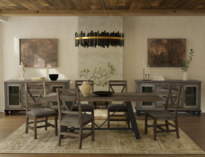 Loft - Silla con asiento de tela (juego de 2) - Bicolor gris/marrón