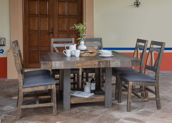 Loft - Mesa cuadrada de 54" - Bicolor gris/marrón