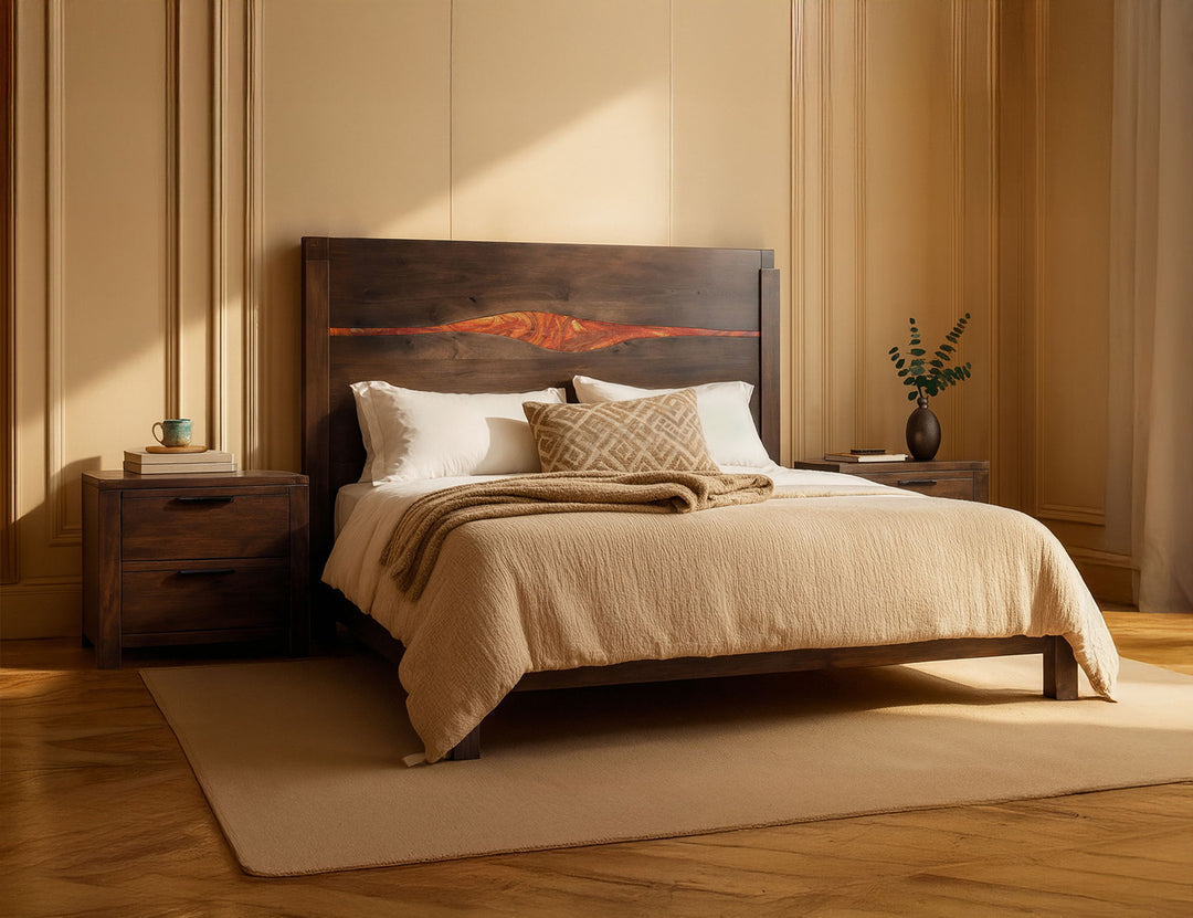 Raramuri - Mesita de noche de 2 cajones - Marrón oscuro