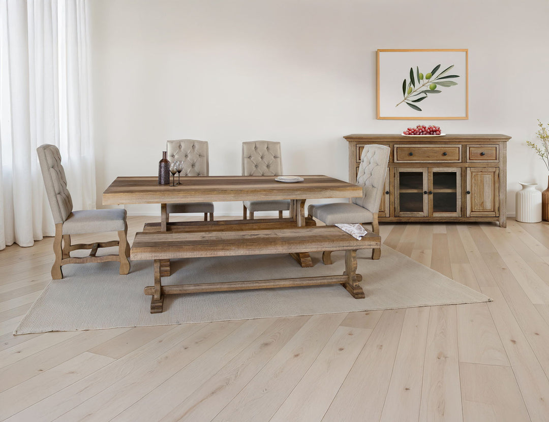 Marquez - Silla tapizada con respaldo capitoné (juego de 2) - Marrón claro bicolor