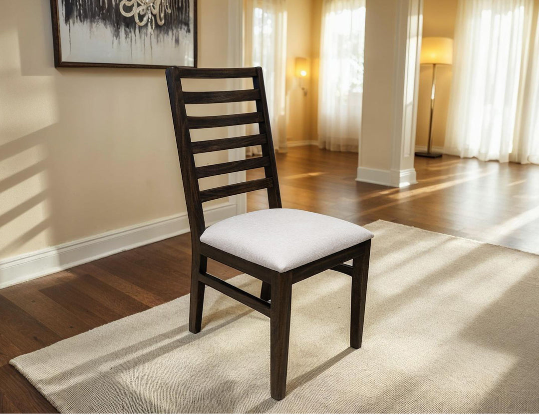 Balam - Silla de madera con asiento tapizado (juego de 2) - Negro petróleo