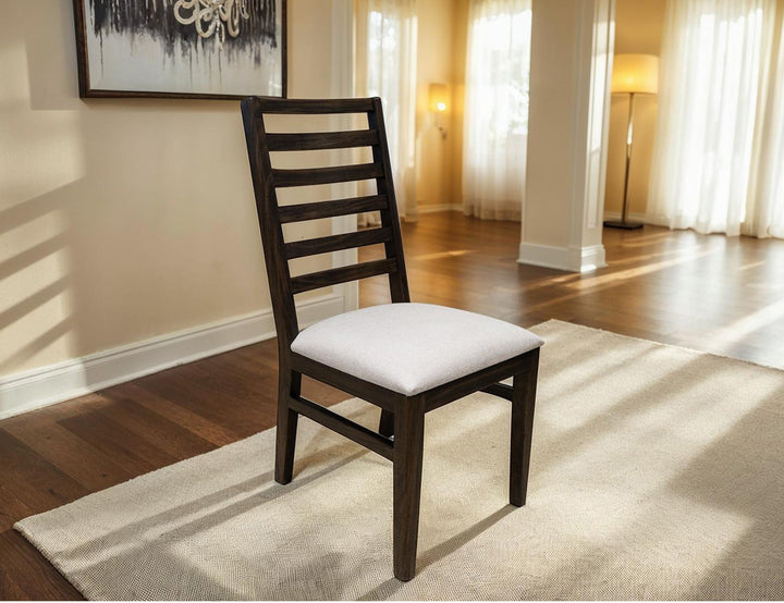 Balam - Silla de madera con asiento tapizado (juego de 2) - Negro petróleo