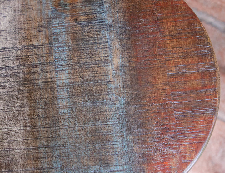 Antique - Stool With Iron Base - Multicolor