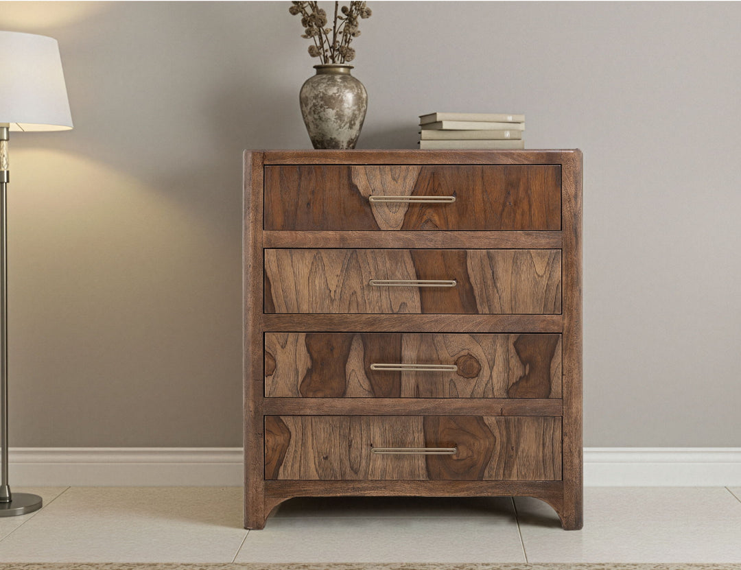 Praga - 4-Drawer Chest - Almond / Barrel Brown