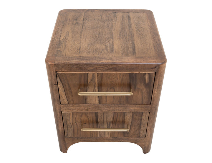 Praga - Mesita de noche de 2 cajones - Almendra/Marrón barril