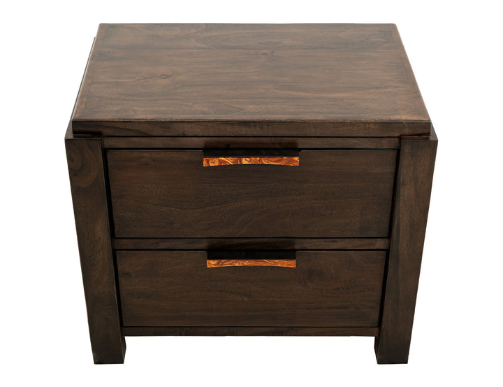 Raramuri - Mesita de noche de 2 cajones - Marrón oscuro
