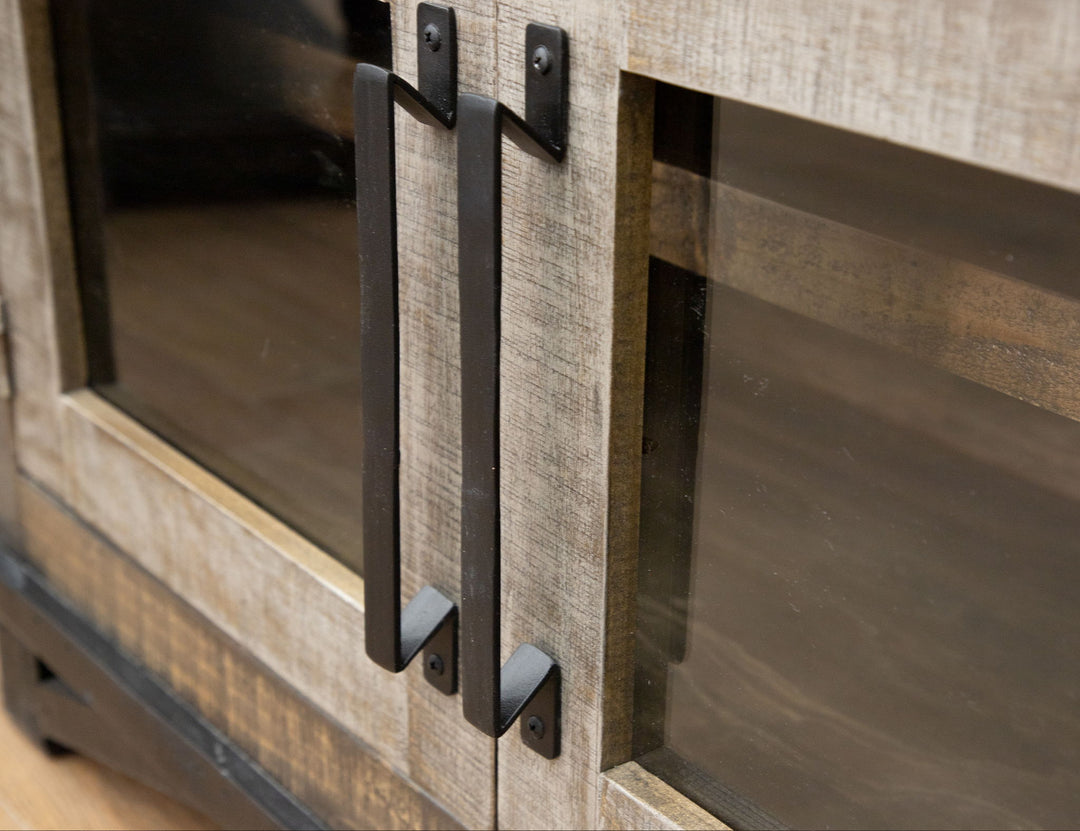 Loft - 76" TV Stand / Console With 2 Drawers / 4 Doors - Two Tone Gray / Brown