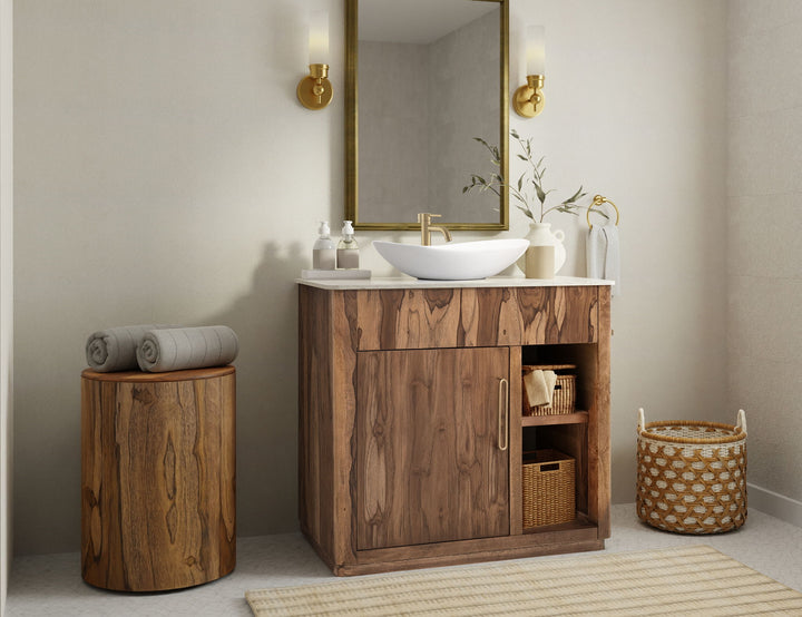 Balam - 1 Door Bathroom Vanity Base - Light Brown
