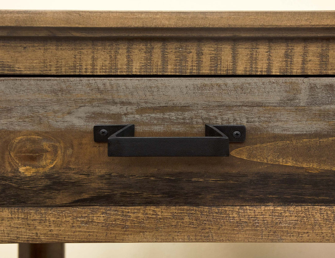 Mesa auxiliar tipo loft con dos cajones, bicolor gris/marrón