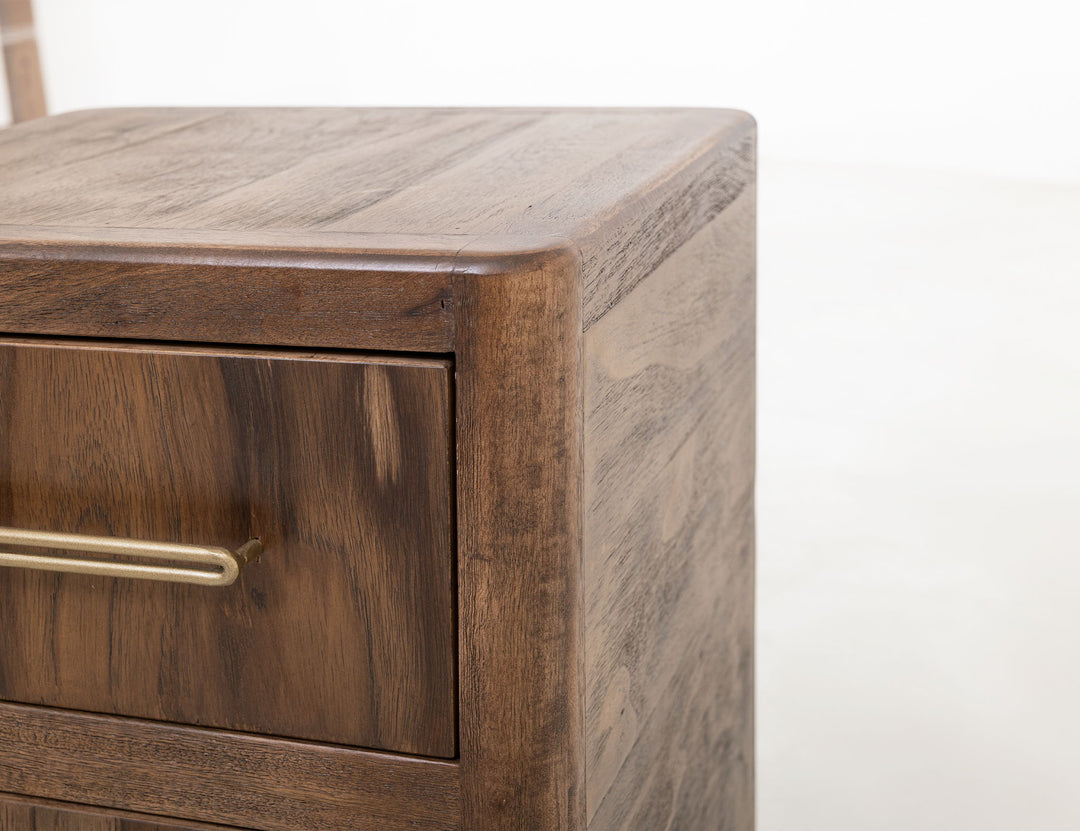 Praga - Mesita de noche de 2 cajones - Almendra/Marrón barril