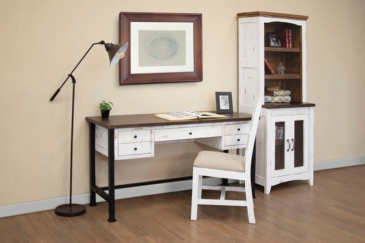Pueblo - Desk - Antiqued White / Brown