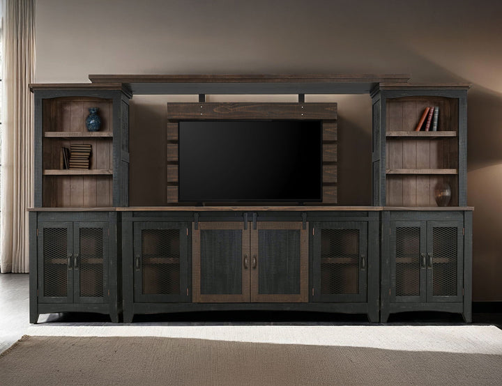 Pueblo - TV Stand / Console / Wall Unit - Black / Medium Brown