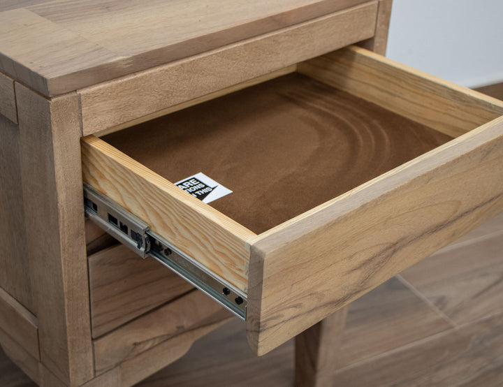 Parota Nova - Table de chevet à 2 tiroirs - Cappuccino marron