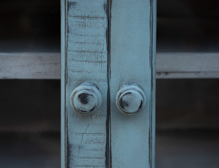 Aruba - TV Stand / Console With 3 Drawers And 2 Doors - Off White / Sky Blue