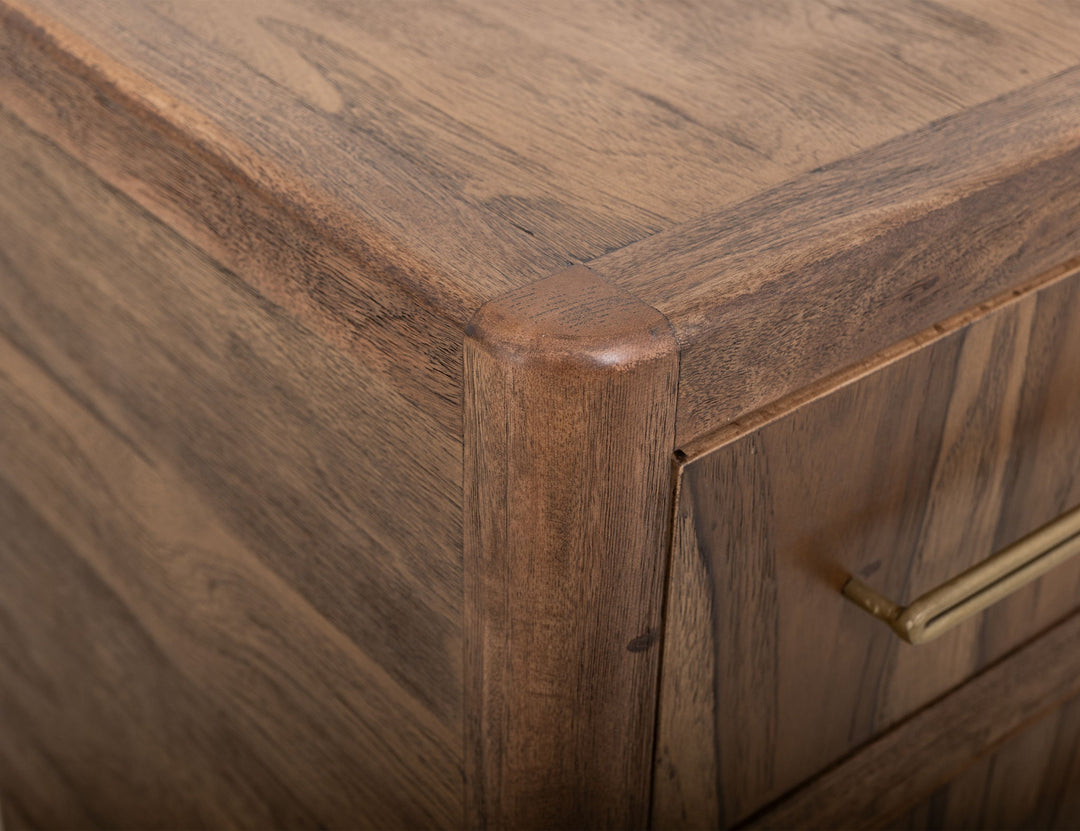 Praga - Mesita de noche de 2 cajones - Almendra/Marrón barril