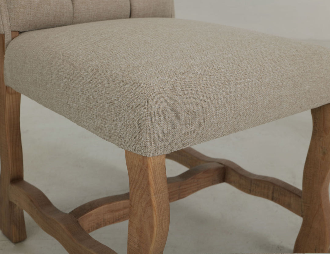 Marquez - Silla tapizada con respaldo capitoné (juego de 2) - Marrón claro bicolor