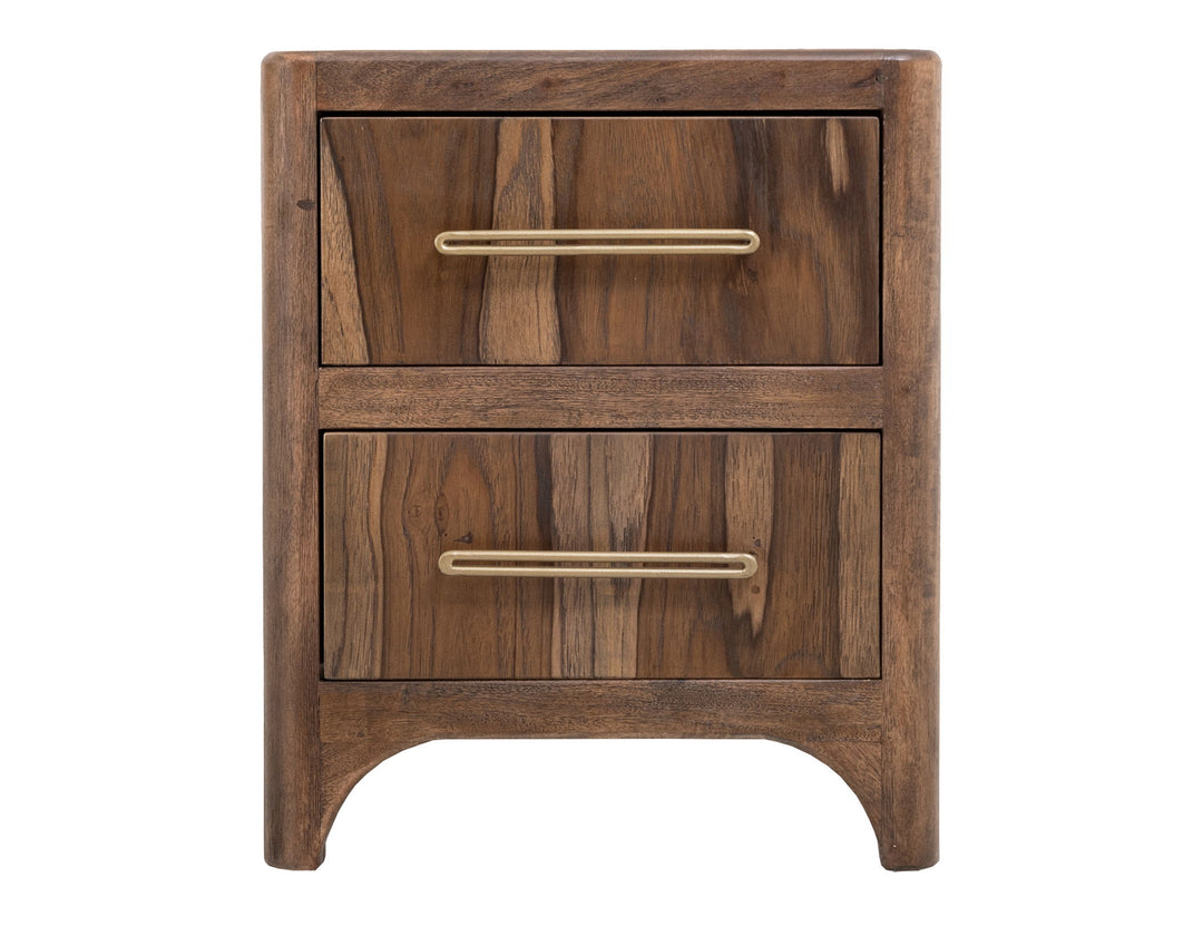 Praga - Mesita de noche de 2 cajones - Almendra/Marrón barril
