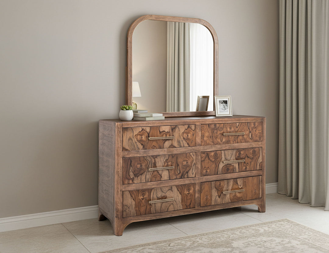 Commode Praga à 6 tiroirs - Amande / Brun tonneau