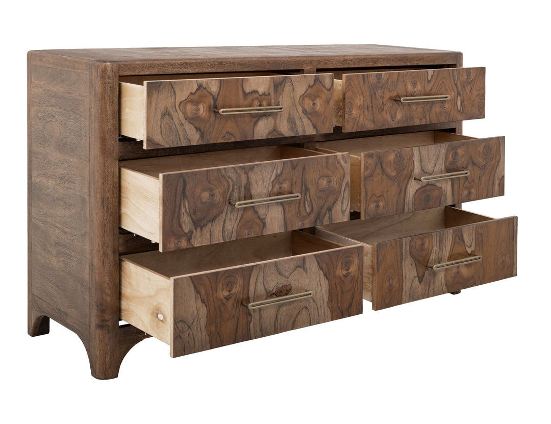 Commode Praga à 6 tiroirs - Amande / Brun tonneau