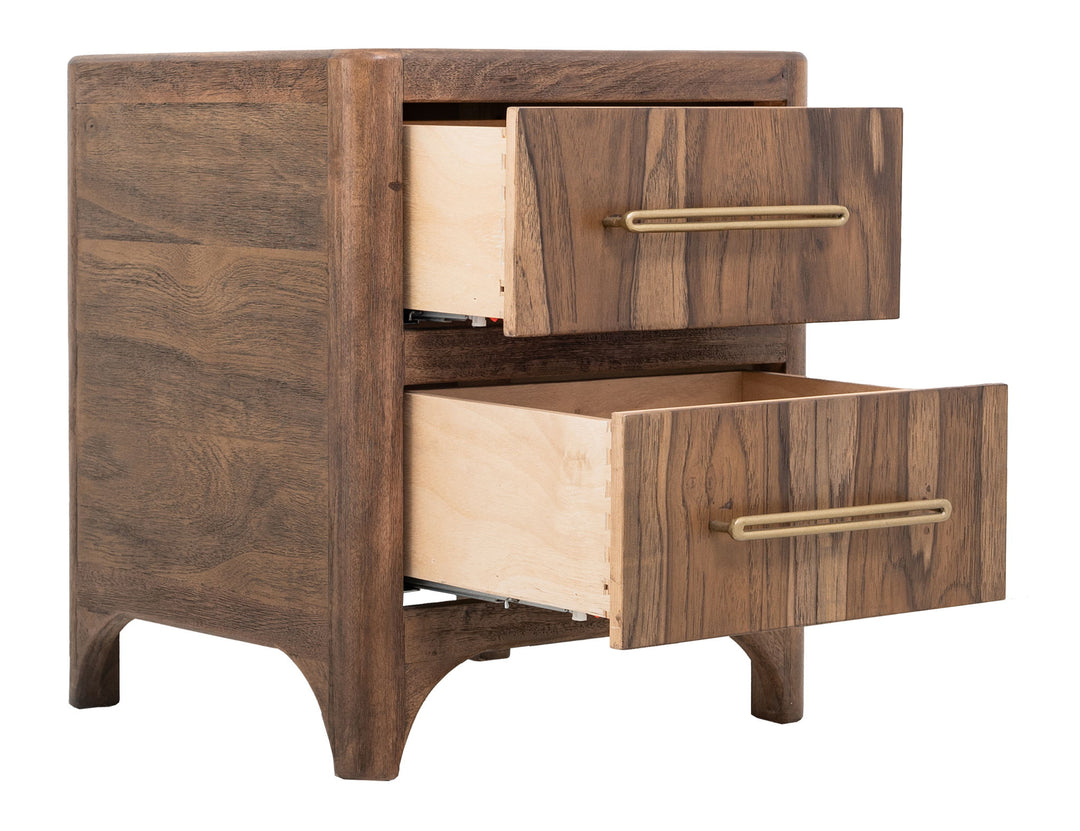 Praga - Mesita de noche de 2 cajones - Almendra/Marrón barril