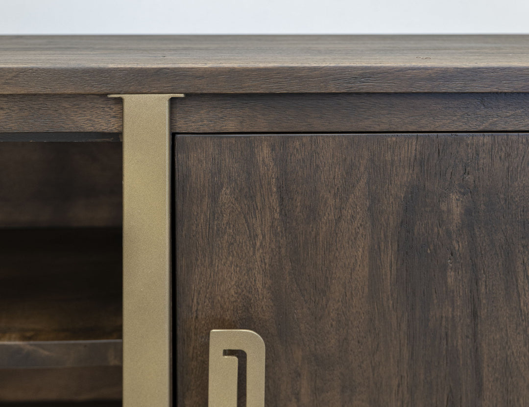 Onix - Mueble de TV de 2 puertas - Marrón caoba