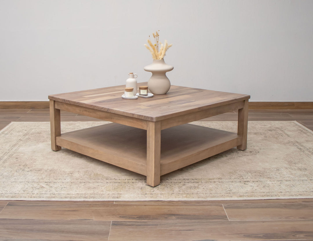 Parota Natural - Mesa de Cóctel Cuadrada - Marrón Capuchino