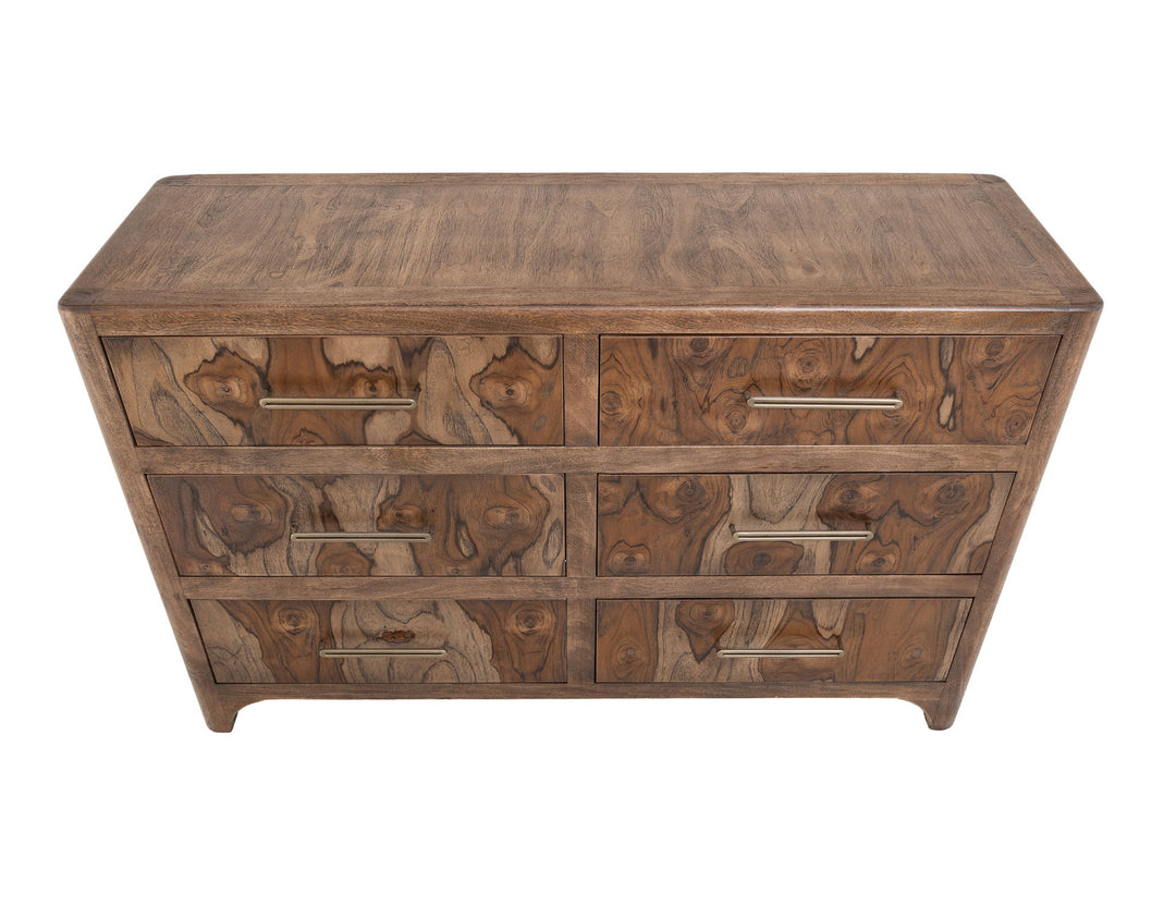 Commode Praga à 6 tiroirs - Amande / Brun tonneau