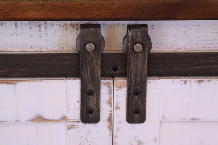 Pueblo - TV Stand / Console / Wall Unit - Antiqued White / Brown