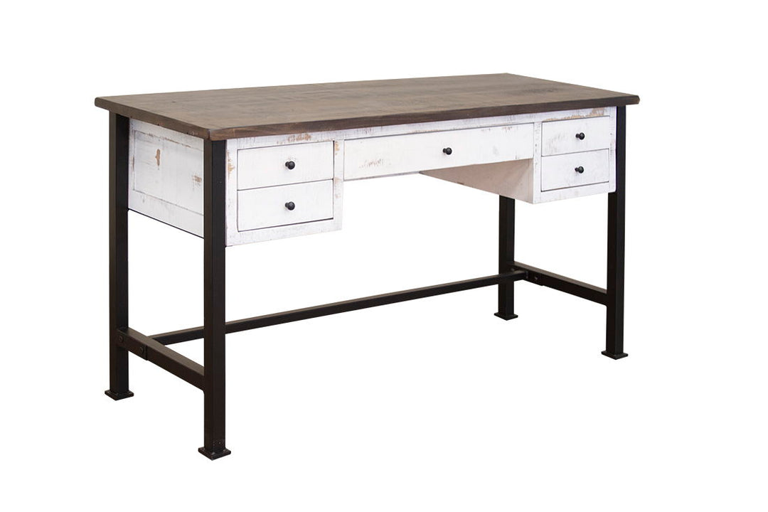 Pueblo - Desk - Antiqued White / Brown