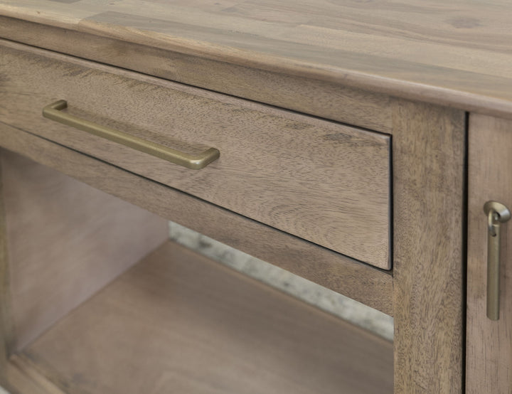 Mezquite - Mueble de TV con chimenea, 1 cajón y 2 puertas - Marrón Mezquite