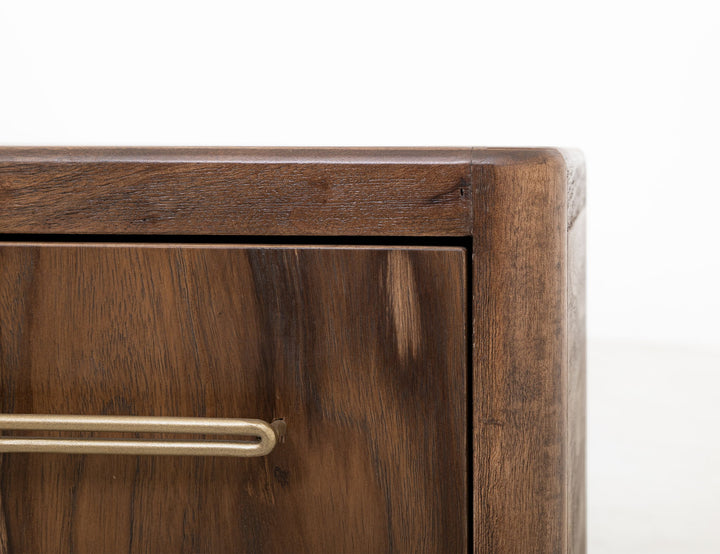 Praga - Mesita de noche de 2 cajones - Almendra/Marrón barril