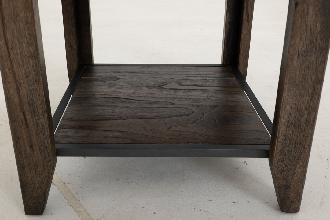 Mesa auxiliar de teca - Negro aceite