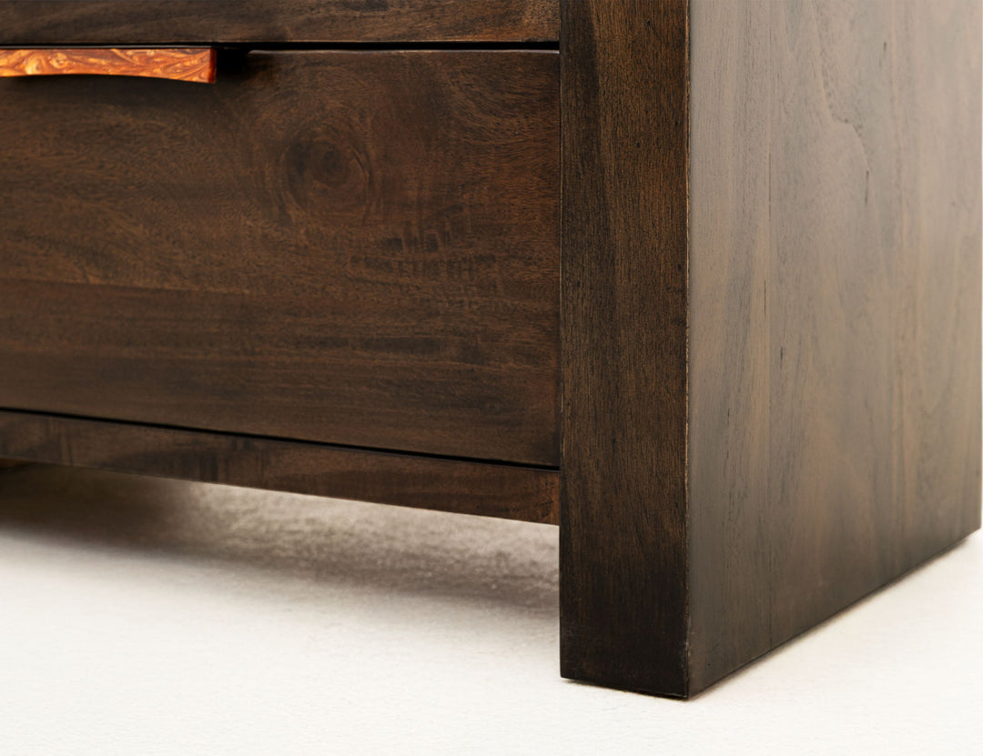 Raramuri - Mesita de noche de 2 cajones - Marrón oscuro