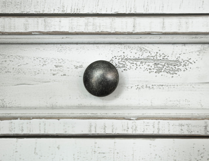 Stone - Kitchen Island With 3 Drawer / 2 Doors / 4 Shelves And Casters - Antiqued Ivory / Weathered Gray