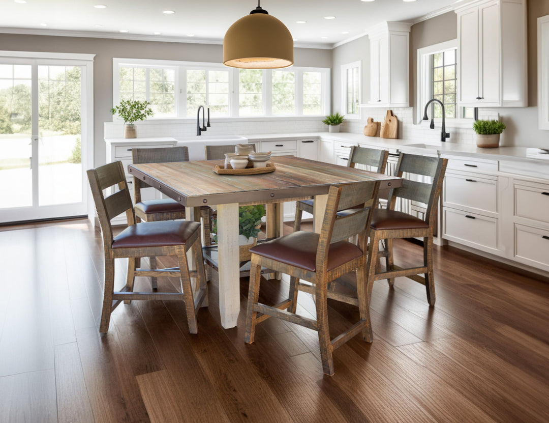 Mesa de mostrador antigua multicolor