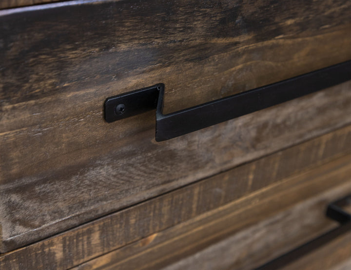 Buffet Loft de 152 cm (60 po) avec 3 tiroirs et 2 portes, bicolore gris et marron.