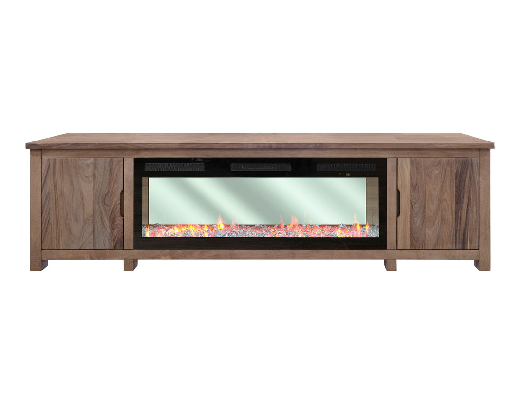 Natural Parota - Electric Fireplace - Brown Cappuccino