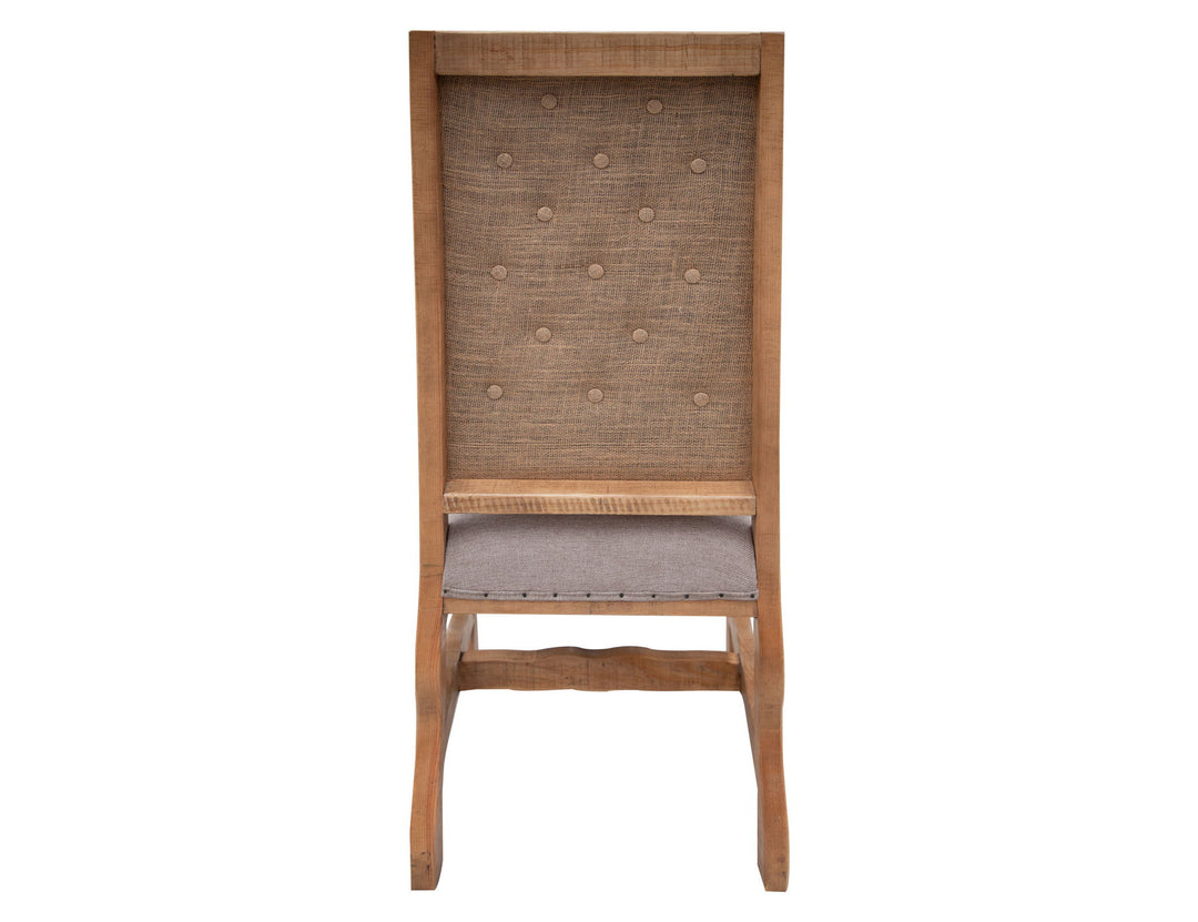 Marquez - Silla con respaldo capitoné (juego de 2) - Marrón claro bicolor